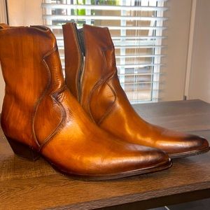 Brown Wood Ankle Cowboy Boots